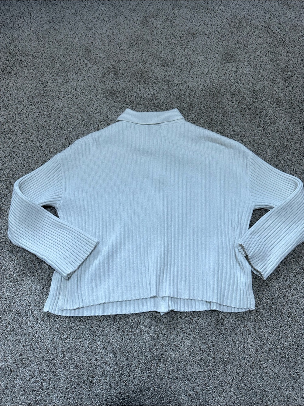 Sincerely Jules Cream/white Ribbed Button-Front Collared Cardigan - Picture 3 of 3